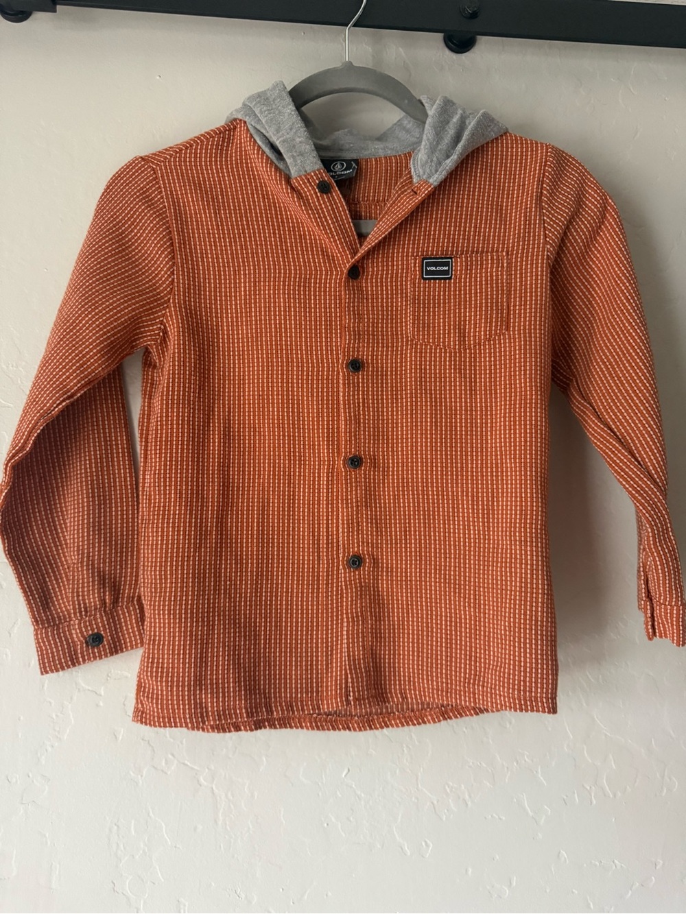 Volcom Boys Hooded Button-Up Shirt Jacket Size 7